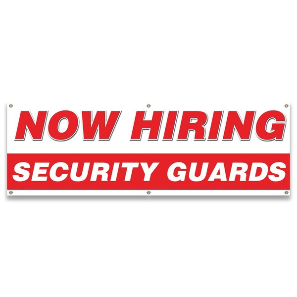 Now Hiring Security Guards Banner Apply Inside Accepting Application Single Sided